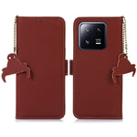 For Xiaomi 13 Pro 5G RFID Blocking Phone Case Genuine Leather Foldable Stand Wallet Magnetic Flip Cover