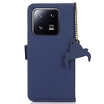 For Xiaomi 13 Pro 5G Shockproof Genuine Leather Phone Case Side Magnetic Closure Phone Shell RFID Blocking Wallet Phone Stand Cover