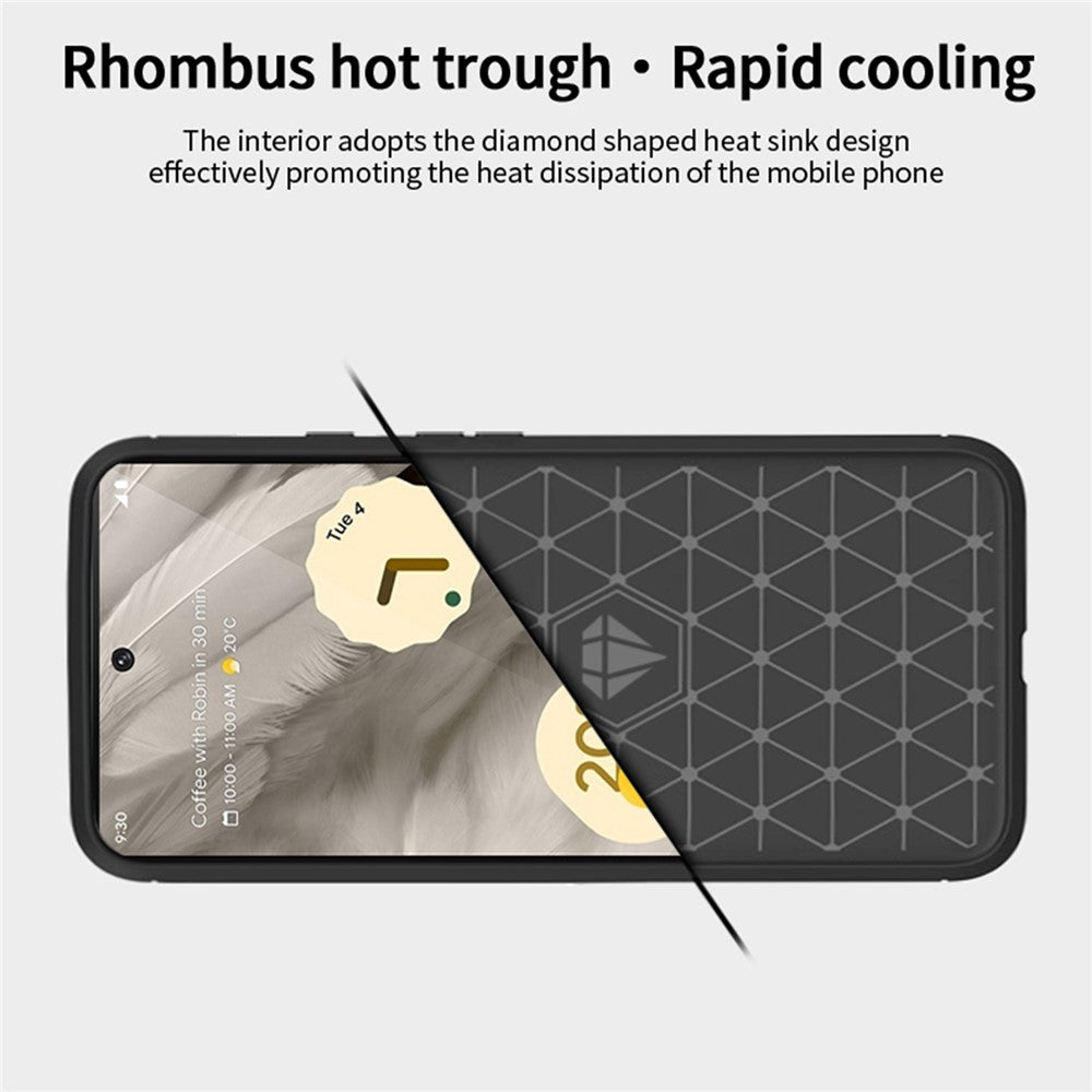 MOFI JK TPU Series-1 for Google Pixel 7a Drop-proof Phone Case Carbon Fiber Brushed TPU Scratch-resistant Phone Back Cover