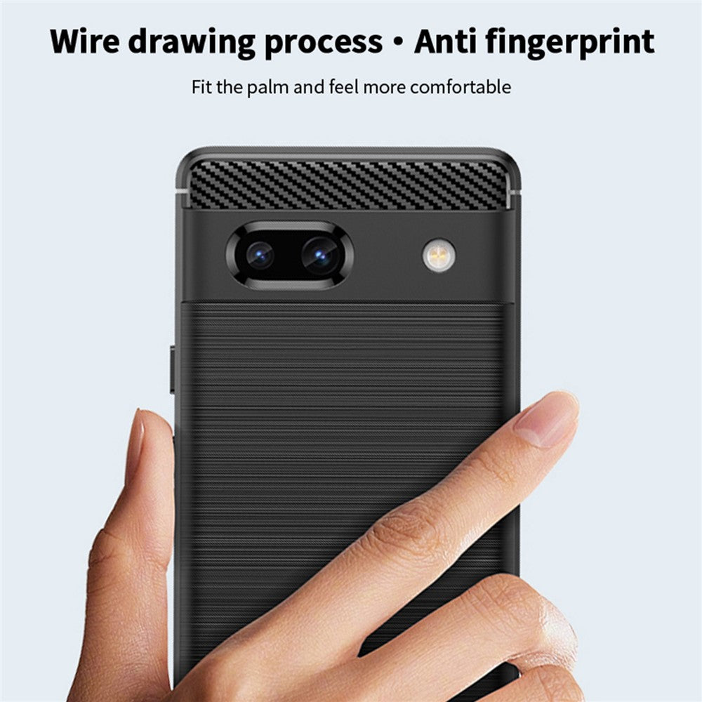 MOFI JK TPU Series-1 for Google Pixel 7a Drop-proof Phone Case Carbon Fiber Brushed TPU Scratch-resistant Phone Back Cover