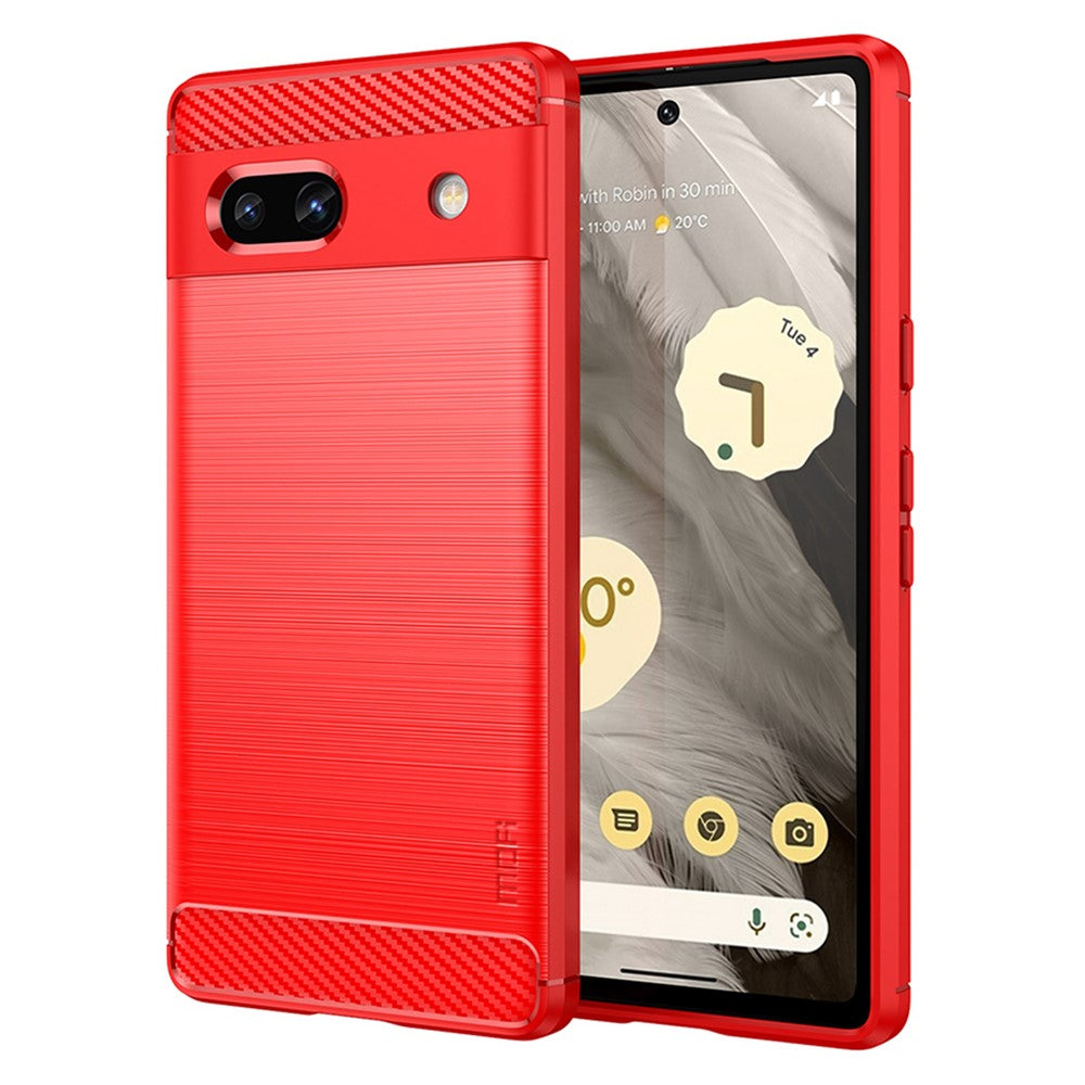 MOFI JK TPU Series-1 for Google Pixel 7a Drop-proof Phone Case Carbon Fiber Brushed TPU Scratch-resistant Phone Back Cover