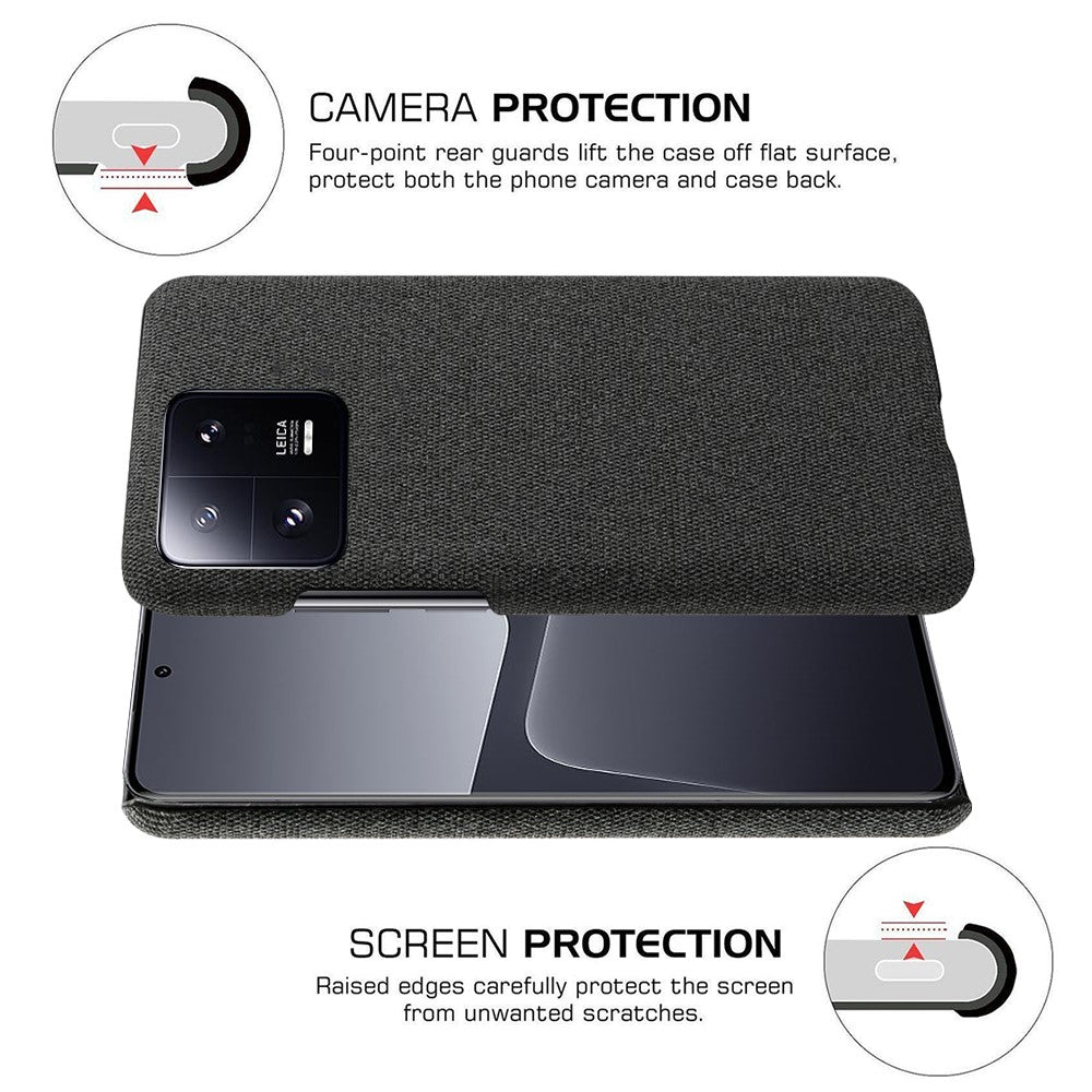 Shockproof Phone Case For Xiaomi 13 Pro 5G, Solid Color Hard PC Cloth Texture Mobile Phone Cover