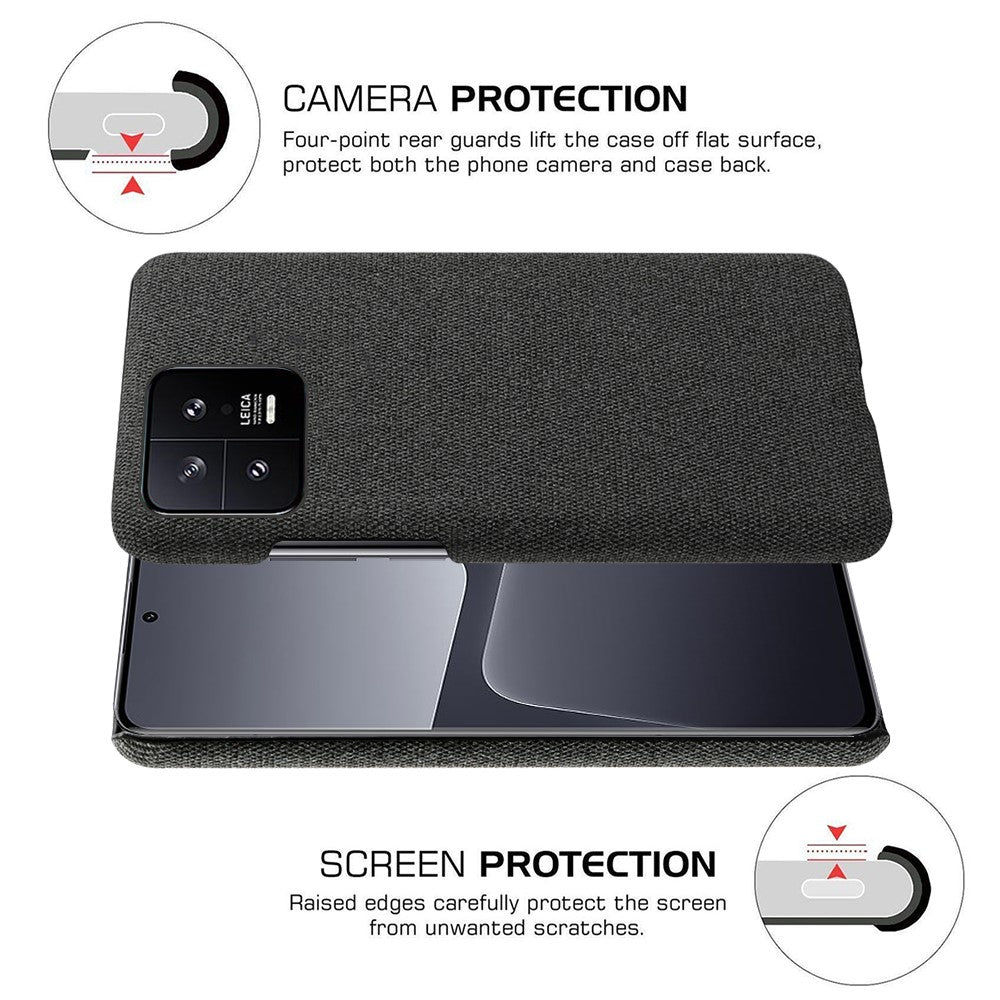 For Xiaomi 13 5G Non-slip Protective Smartphone Case Solid Color Hard PC Cloth Texture Phone Cover