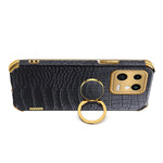 For Xiaomi 13 5G Ring Kickstand Electroplating Phone Case Bump Proof Crocodile Texture PU Leather Coated TPU Cover