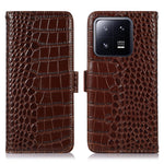 For Xiaomi 13 Pro 5G RFID Blocking Stand Wallet Protective Smartphone Case Crocodile Texture Genuine Cowhide Leather Cell Phone Cover
