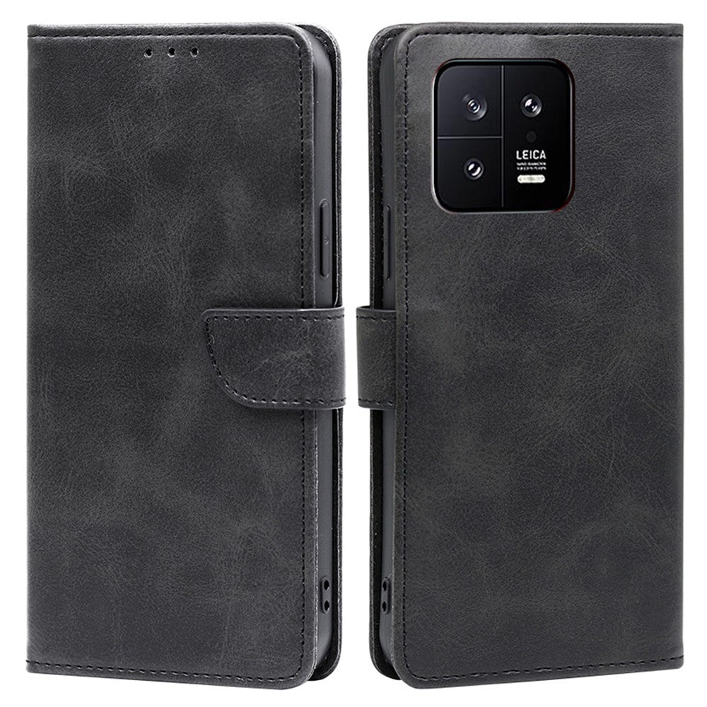 For Xiaomi 13 5G Anti-drop Calf Texture Magnetic Closure Cell Phone Case PU Leather Flip Wallet Stand Full Protection Phone Cover