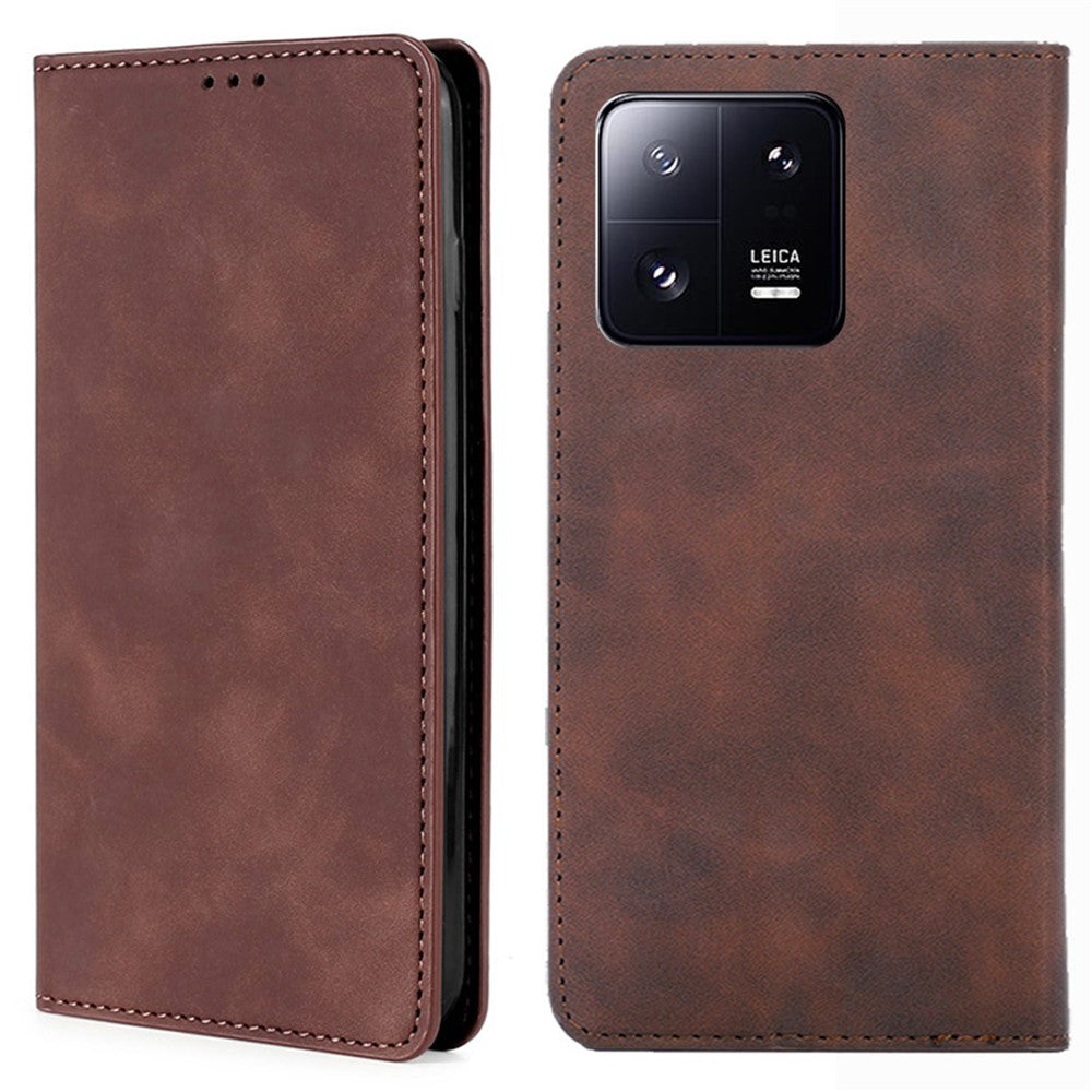 Xiaomi 13 Pro 5G magnetisk flip-mobilcover af hudvenligt PU-læder + TPU med kortholder og stativ