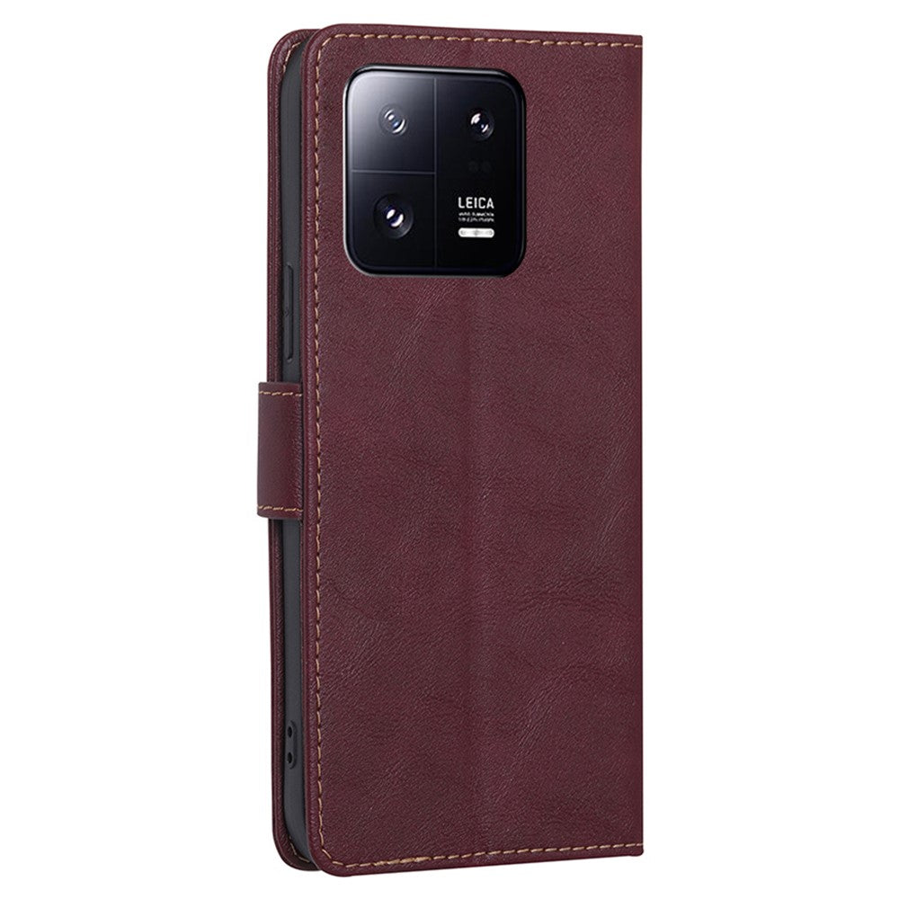 For Xiaomi 13 Pro 5G PU Leather Stand Wallet Shockproof RFID Blocking Phone Cover Cowhide Texture Phone Case