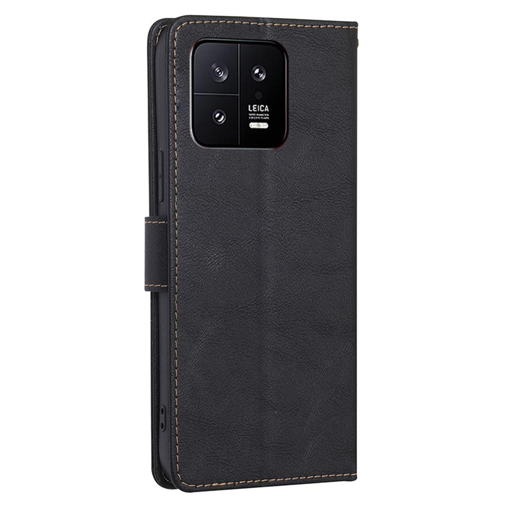 For Xiaomi 13 5G Anti-Scratch PU Leather Stand Wallet RFID Blocking Phone Cover Cowhide Texture Shockproof Phone Case
