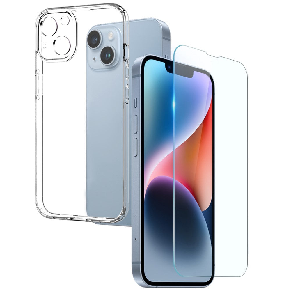 NORTHJO til iPhone 14 Plus 2-i-1 Anti-fald TPU Telefoncover + Anti-ridse Hærdet Glas Skærmbeskytter