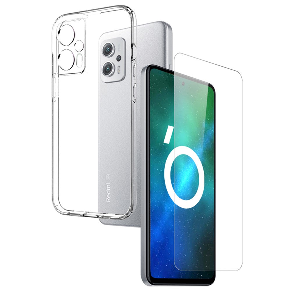 NORTHJO För Xiaomi Redmi Note 11T Pro 5G / Note 11T Pro+ 5G / Note 12T Pro 5G / Poco X4 GT 5G / Redmi K50i 5G 2-i-1 Fallskyddande Mjukt TPU Baksida + Reptåligt Skärmskydd i Härdat Glas