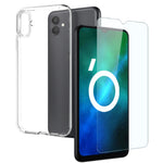 NORTHJO til Samsung Galaxy A04 4G (164,4 x 76,3 x 9,1 mm), 2-i-1 stødbeskyttende blødt TPU-mobilcover + ridsefast, splintbeskyttende skærmbeskyttelse i hærdet glas