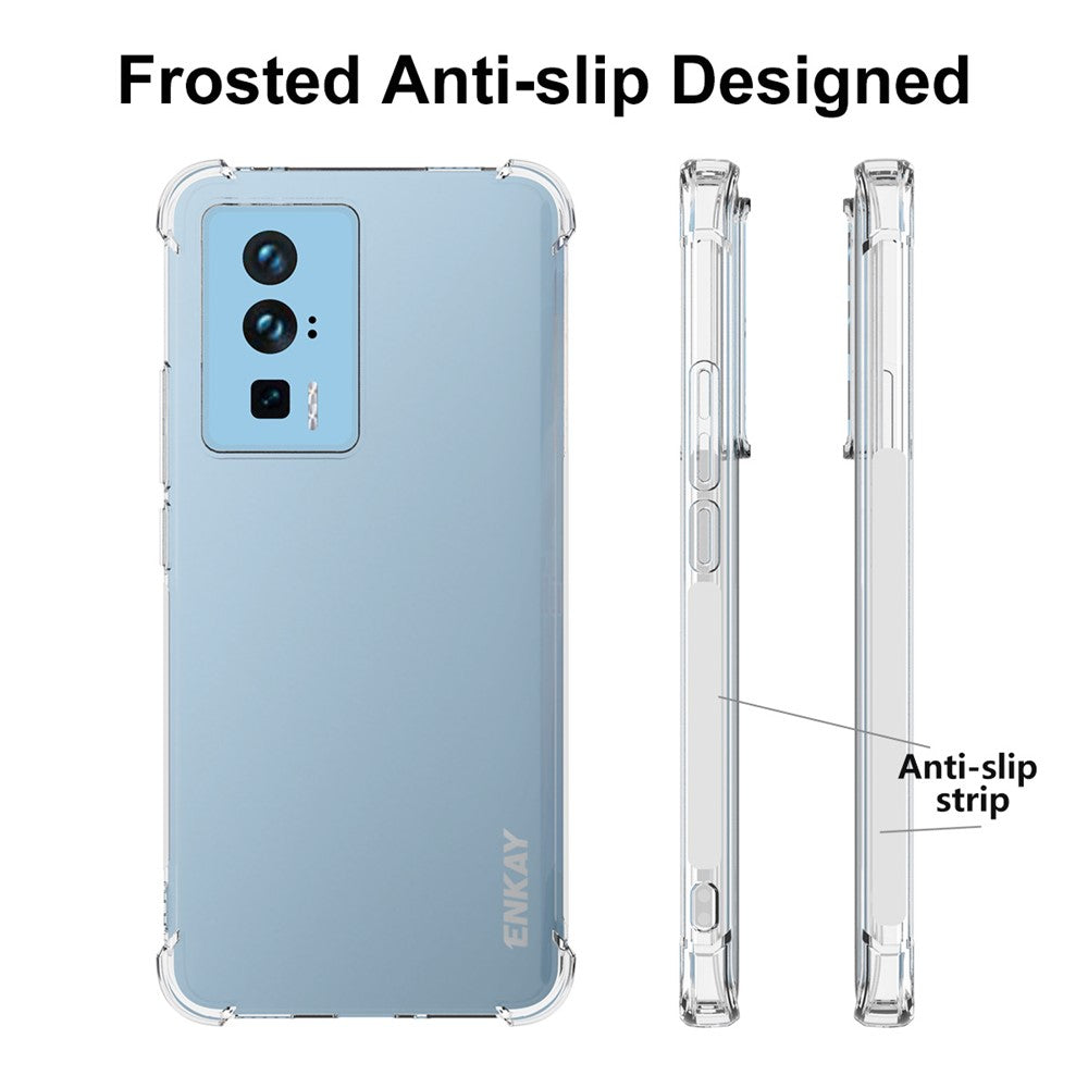 ENKAY HAT PRINCE For Xiaomi Poco F5 Pro 5G / Redmi K60 Pro 5G / K60 5G Shockproof TPU Cell Phone Cover Thickened Corners Anti-slip Strip Edge Clear Smartphone Case