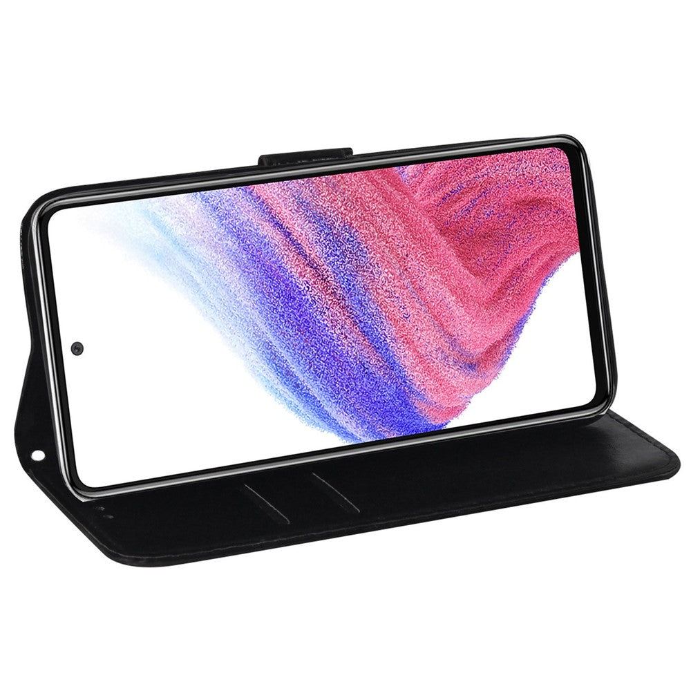 Til Samsung Galaxy A54 5G PU Læder Dazzling Flower Pattern Stødsikkert Pung Etui Stativ Magnetisk Lukning Flip Telefoncover med Rem