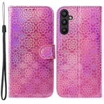 Til Samsung Galaxy A54 5G PU Læder Dazzling Flower Pattern Stødsikkert Pung Etui Stativ Magnetisk Lukning Flip Telefoncover med Rem