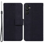 For Samsung Galaxy A54 5G Wrist Strap Phone Shell Imprinted Geometry Pattern Phone Case PU Leather Magnetic Closure Stand Wallet