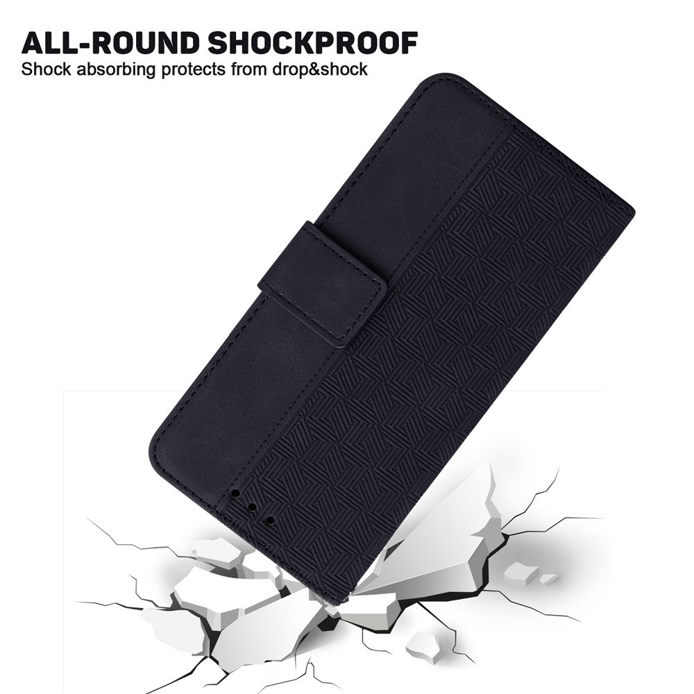 For Samsung Galaxy A54 5G Wrist Strap Phone Shell Imprinted Geometry Pattern Phone Case PU Leather Magnetic Closure Stand Wallet