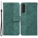 For Samsung Galaxy A54 5G Wrist Strap Phone Shell Imprinted Geometry Pattern Phone Case PU Leather Magnetic Closure Stand Wallet