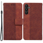 For Samsung Galaxy A54 5G Wrist Strap Phone Shell Imprinted Geometry Pattern Phone Case PU Leather Magnetic Closure Stand Wallet