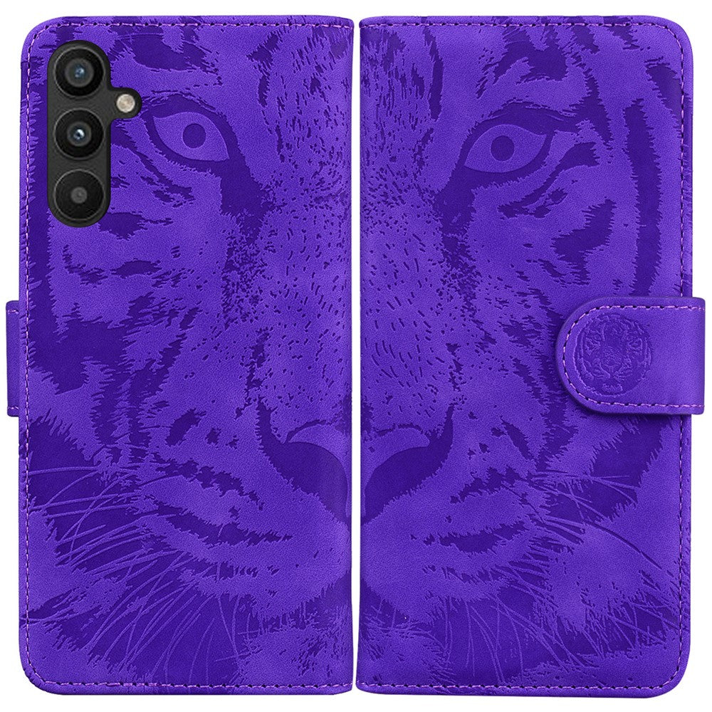 Til Samsung Galaxy A54 5G PU-læder stand magnetisk lukning etui med tigerprint pungetui beskyttende telefoncover
