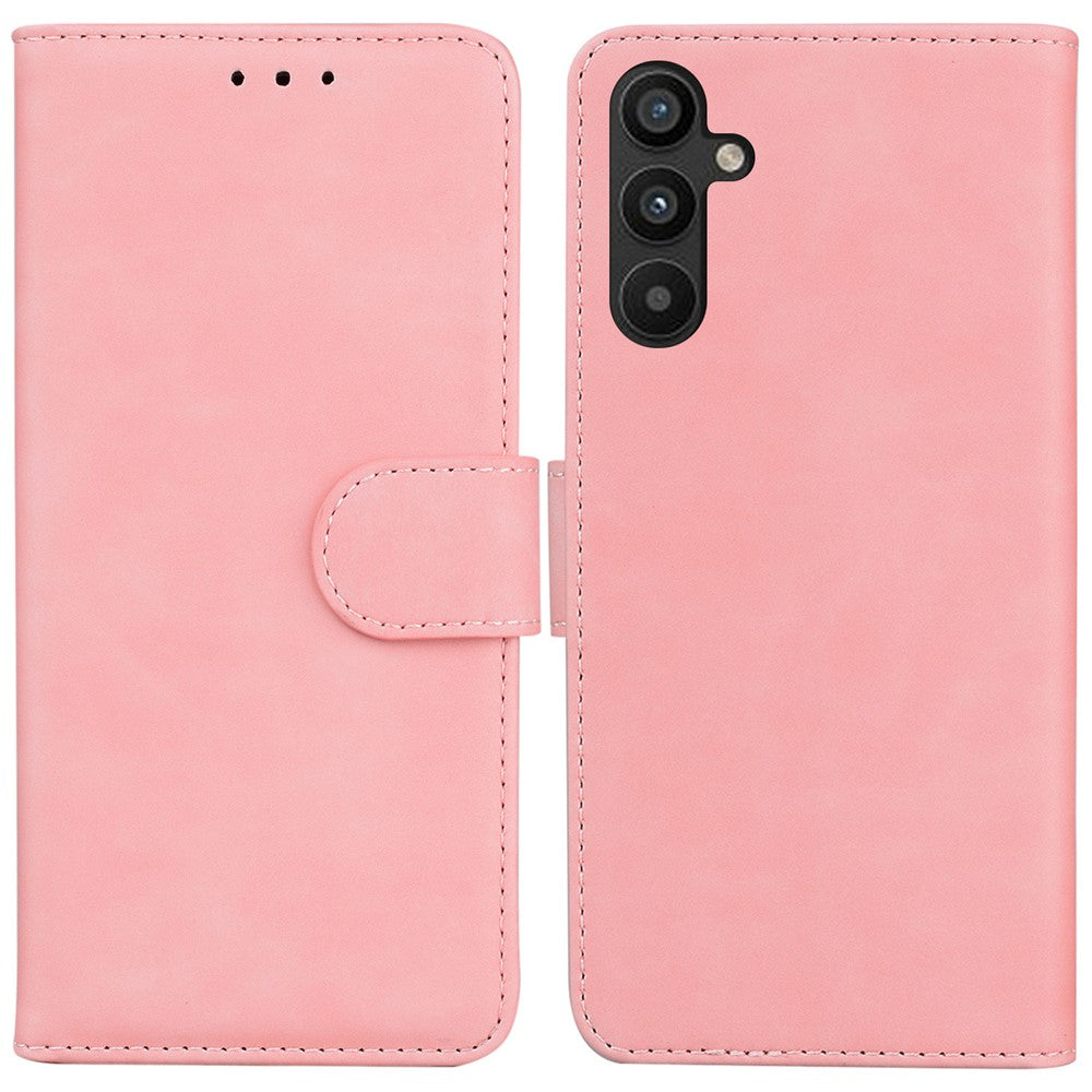 For Samsung Galaxy A54 5G Fingerprint-Proof Solid Color PU Leather Wallet Case Shockproof Phone Stand Cover