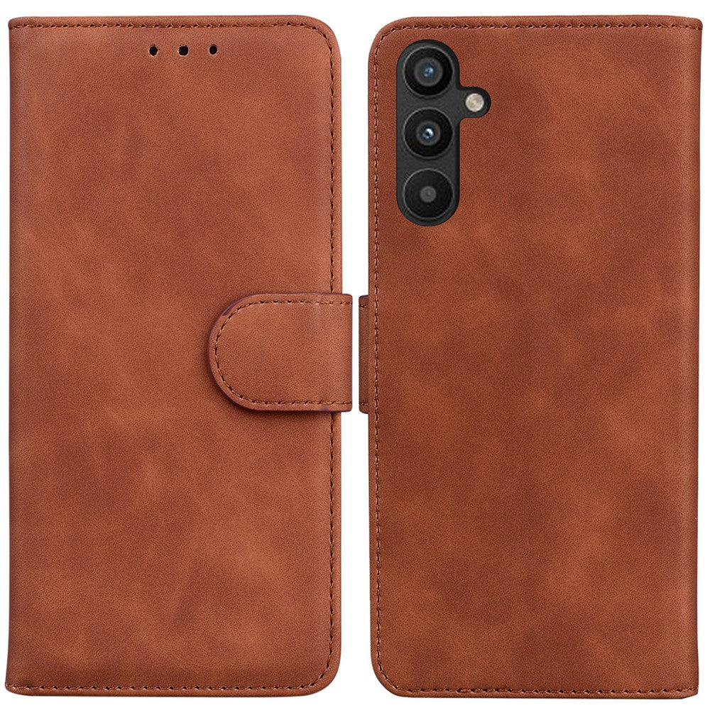 For Samsung Galaxy A54 5G Fingerprint-Proof Solid Color PU Leather Wallet Case Shockproof Phone Stand Cover