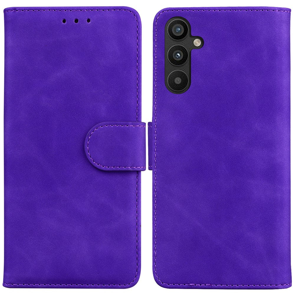 For Samsung Galaxy A54 5G Fingerprint-Proof Solid Color PU Leather Wallet Case Shockproof Phone Stand Cover