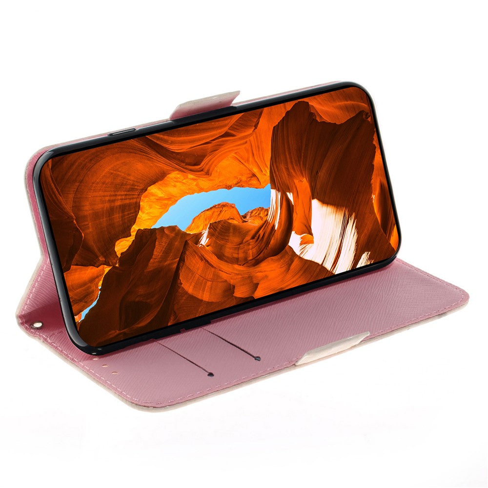 Til Samsung Galaxy A54 5G PU-læder 3D-mønsterprint Standerpung Drop-proof telefonetui med rem