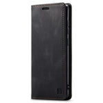 AUTSPACE A01 Series for Samsung Galaxy S23 RFID Blocking Anti-drop Phone Case Retro Texture PU Leather Wallet Stand Matte Flip Phone Cover