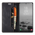 AUTSPACE A01 Series for Samsung Galaxy S23 RFID Blocking Anti-drop Phone Case Retro Texture PU Leather Wallet Stand Matte Flip Phone Cover
