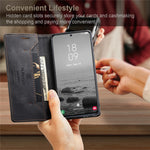 AUTSPACE A01 Series for Samsung Galaxy S23 RFID Blocking Anti-drop Phone Case Retro Texture PU Leather Wallet Stand Matte Flip Phone Cover