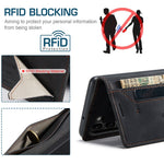 AUTSPACE A01-serien för Samsung Galaxy S23+ RFID-blockerande mobilmobilskal stativ plånbok retrotextur stötsäkert PU-läder matt mobilskal