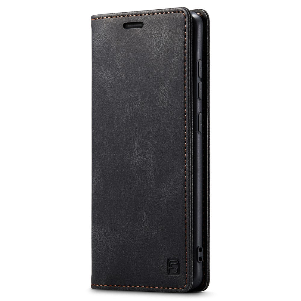 AUTSPACE A01-serien för Samsung Galaxy S23+ RFID-blockerande mobilmobilskal stativ plånbok retrotextur stötsäkert PU-läder matt mobilskal