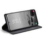 AUTSPACE A01-serien för Samsung Galaxy S23+ RFID-blockerande mobilmobilskal stativ plånbok retrotextur stötsäkert PU-läder matt mobilskal