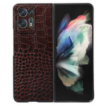 For Oppo Find N2 5G Crocodile Texture Folding Phone Case Genuine Cowhide Leather Coated PC+TPU Anti-Scratch Cover