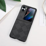 For Oppo Find N2 Flip 5G Grid Texture Shockproof Phone Case PU Leather Coated Hard PC Anti-Scratch Folding Back Cover
