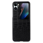For Oppo Find N2 Flip 5G Shockproof Genuine Cowhide Leather Coated PC Phone Case Crocodile Texture Anti-Scratch Folding Cover
