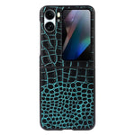 For Oppo Find N2 Flip 5G Shockproof Genuine Cowhide Leather Coated PC Phone Case Crocodile Texture Anti-Scratch Folding Cover