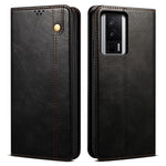 Magnetiskt självabsorberande mobilskal för Xiaomi Poco F5 Pro 5G / Redmi K60 Pro 5G / K60 5G vaxaktig galen häststruktur stativplånbok skyddande PU-läder folio flip-fodral