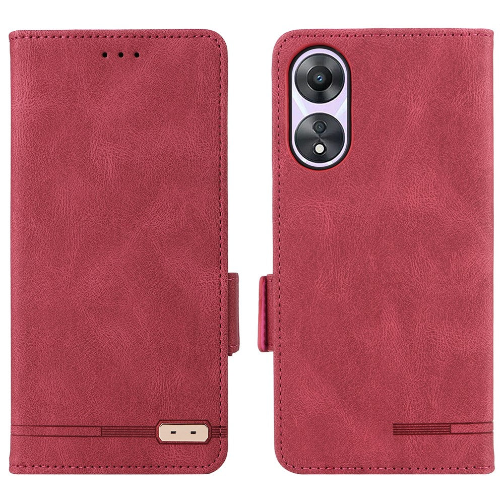 Shockproof Phone Cover for Oppo A58 5G, Hardware Decor Dual Magnetic Clasp Wallet Hands-free Stand PU Leather Phone Case