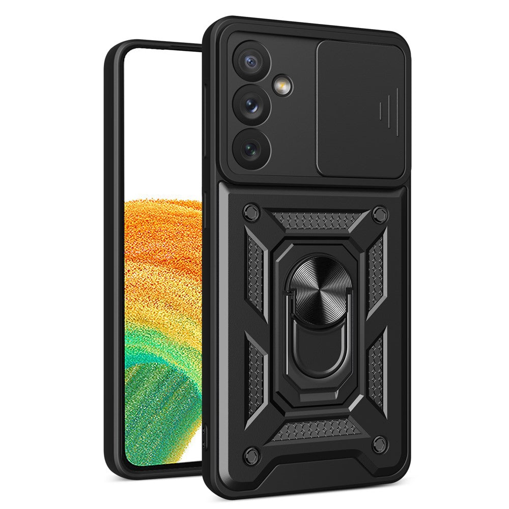 For Samsung Galaxy A34 5G Shockproof TPU+PC Case Ring Kickstand Slide Camera Protector Anti-Scratch Back Cover