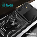 For Samsung Galaxy A34 5G Shockproof TPU+PC Case Ring Kickstand Slide Camera Protector Anti-Scratch Back Cover