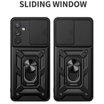 For Samsung Galaxy A34 5G Shockproof TPU+PC Case Ring Kickstand Slide Camera Protector Anti-Scratch Back Cover