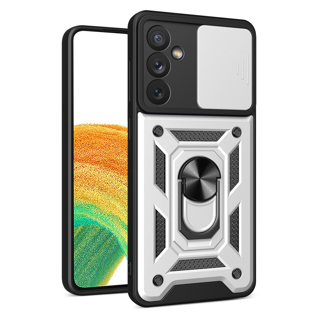 For Samsung Galaxy A34 5G Shockproof TPU+PC Case Ring Kickstand Slide Camera Protector Anti-Scratch Back Cover