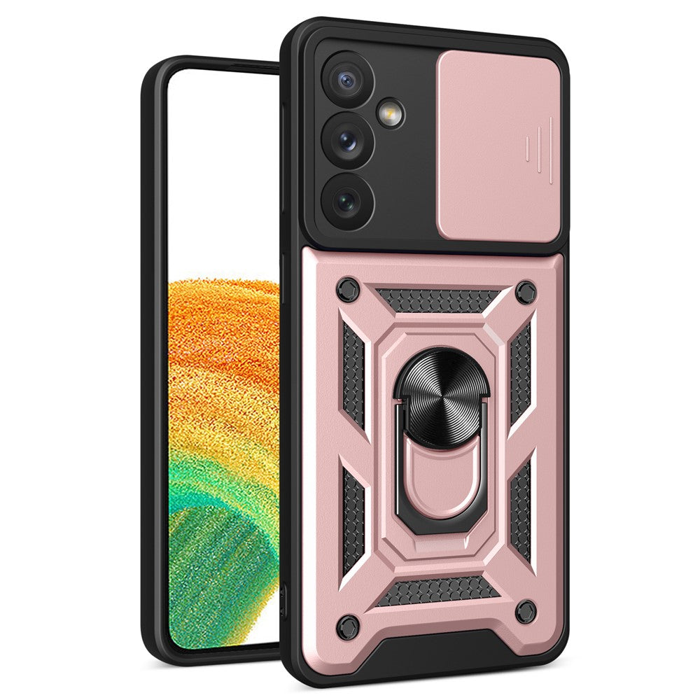 For Samsung Galaxy A34 5G Shockproof TPU+PC Case Ring Kickstand Slide Camera Protector Anti-Scratch Back Cover
