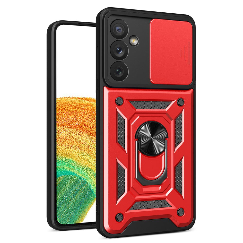 For Samsung Galaxy A34 5G Shockproof TPU+PC Case Ring Kickstand Slide Camera Protector Anti-Scratch Back Cover