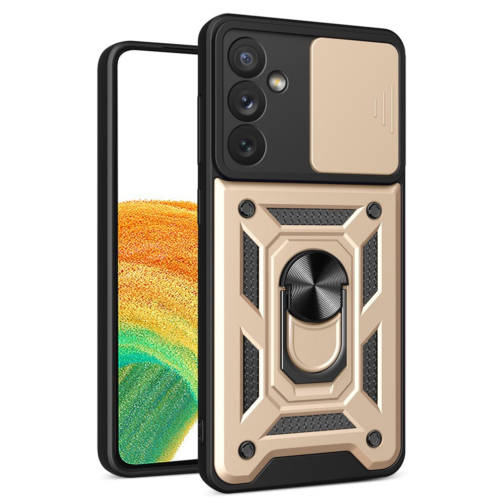 For Samsung Galaxy A34 5G Shockproof TPU+PC Case Ring Kickstand Slide Camera Protector Anti-Scratch Back Cover