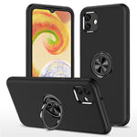 For Samsung Galaxy A04 4G (164.4 x 76.3 x 9.1 mm) Rotary Ring Kickstand Phone Case Hard PC+Soft TPU Anti-drop Cover
