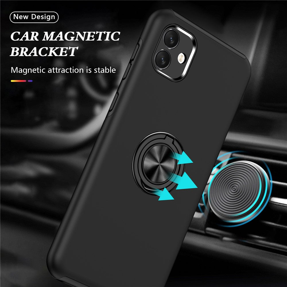For Samsung Galaxy A04 4G (164.4 x 76.3 x 9.1 mm) Rotary Ring Kickstand Phone Case Hard PC+Soft TPU Anti-drop Cover