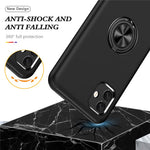 For Samsung Galaxy A04 4G (164.4 x 76.3 x 9.1 mm) Rotary Ring Kickstand Phone Case Hard PC+Soft TPU Anti-drop Cover